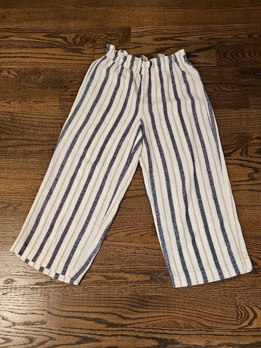 Laundry by Shelli Segal stripe high-waisted linen-blend pants